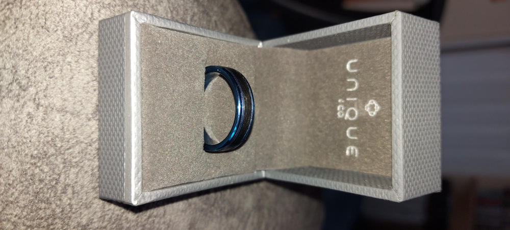 Unique & Co 6mm Tungsten Carbide Ring with Black and Blue IP - Customer Photo From Richard Smith