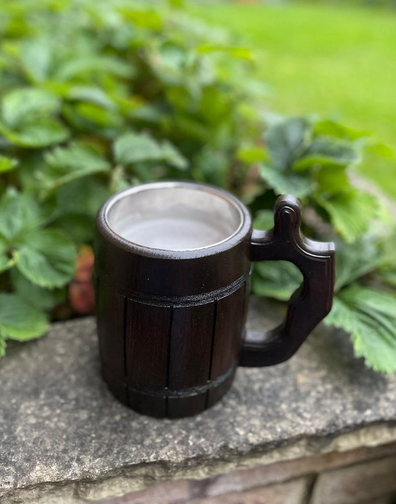 Tankard Mug, Stainless Steel Viking Beer Mug, Double-Barrel Insulation  Wooden Beer Tankard Cup, 600ml Wooden Medieval Mugs, Beer Cup Stein for