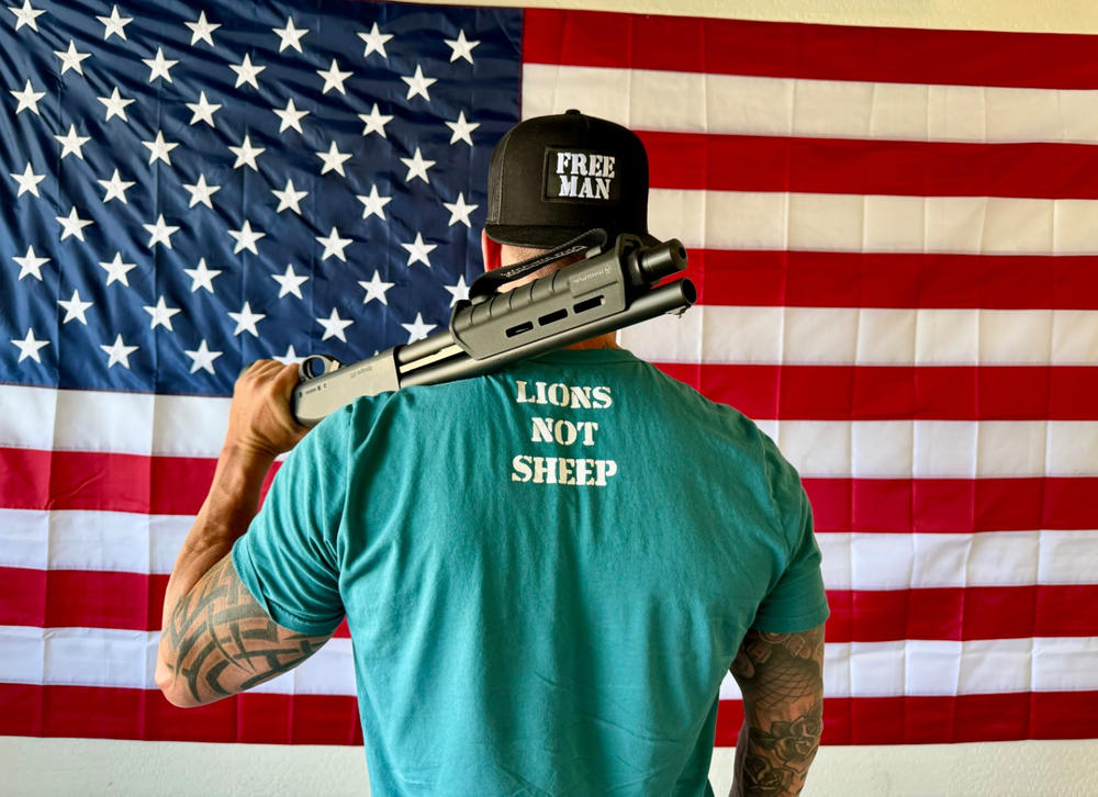 Lions Not Sheep "Free Man" Hat (Mesh Back or Fabric Back - Black/Black) - Customer Photo From CODY DAVIS