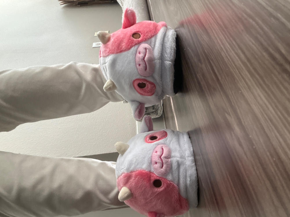 Strawberry Cow Heatable Slippers - Customer Photo From Madolyn McPhail