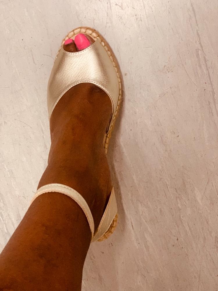 Peep Toe Espadrille Wedge in Champagne - Customer Photo From Lydiah W.