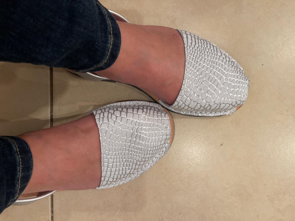 Classic Avarca in White Snakeskin Print - Customer Photo From Victoria D.