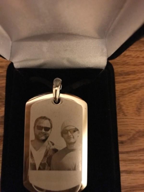 Large Dog Tag Photo Engraved Gold Plated Over Stainless Keepsake