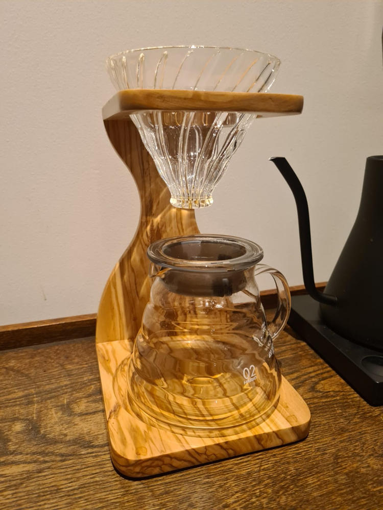 V60 Olive Wood Pour Over Stand Set