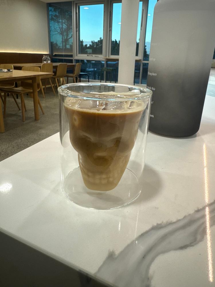 Skull Double Wall Glass Cup - Customer Photo From Ryan S.