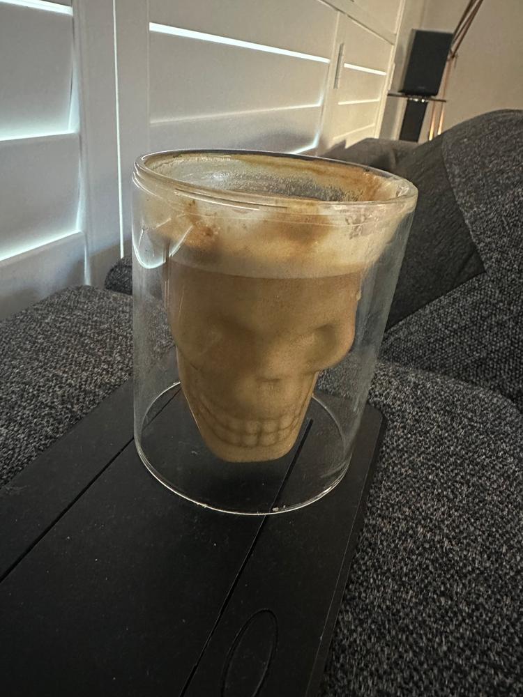 Skull Double Wall Glass Cup - Customer Photo From Ryan