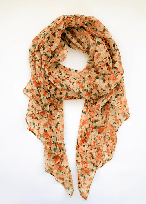Floral Scarf - Orange Flowers - Customer Photo From Alison W.