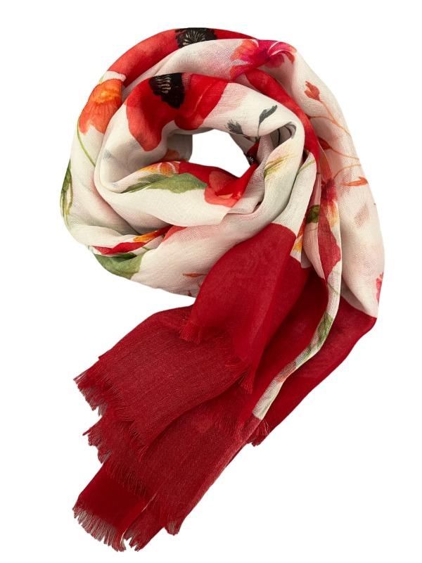 Red Poppy Scarf - Floral Scarf- Luxury Modal Scarf - Customer Photo From Heather C.