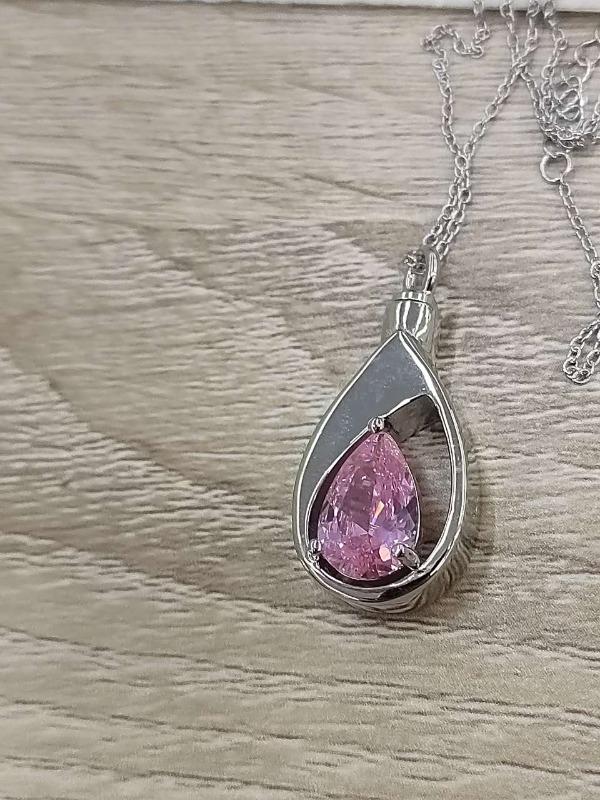 Sterling Silver Cremation Jewelry Memorial CZ Teardrop Ashes Keepsake Urns Pendant Necklace Ashes Jewelry Gifts Urn Necklace - Customer Photo From anna