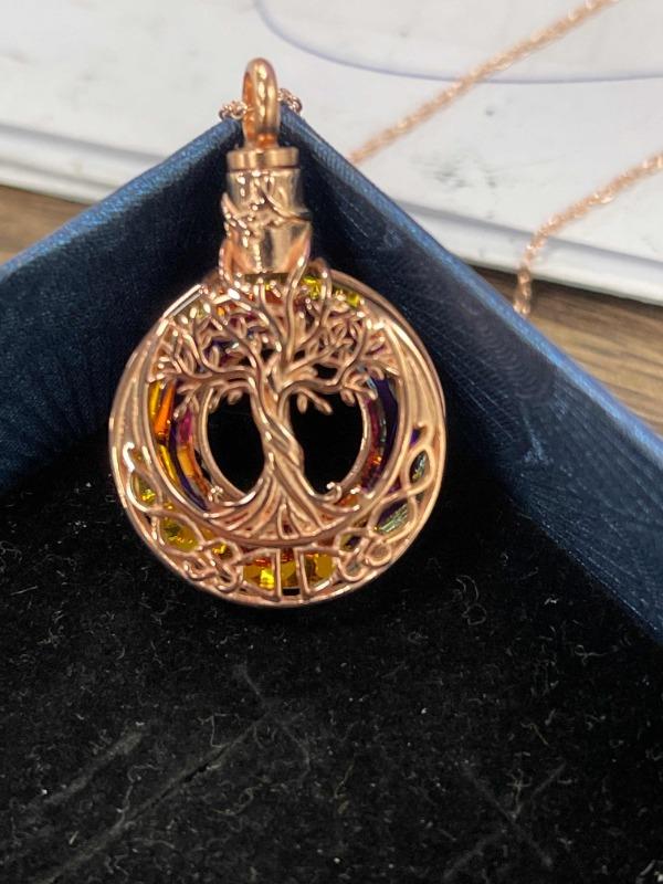 Tree of Life Urn Necklaces for Ashes Sterling Silver Crystal Cremation Jewelry for Ashes Memory Jewelry for Women Men - Customer Photo From Wolfdogz