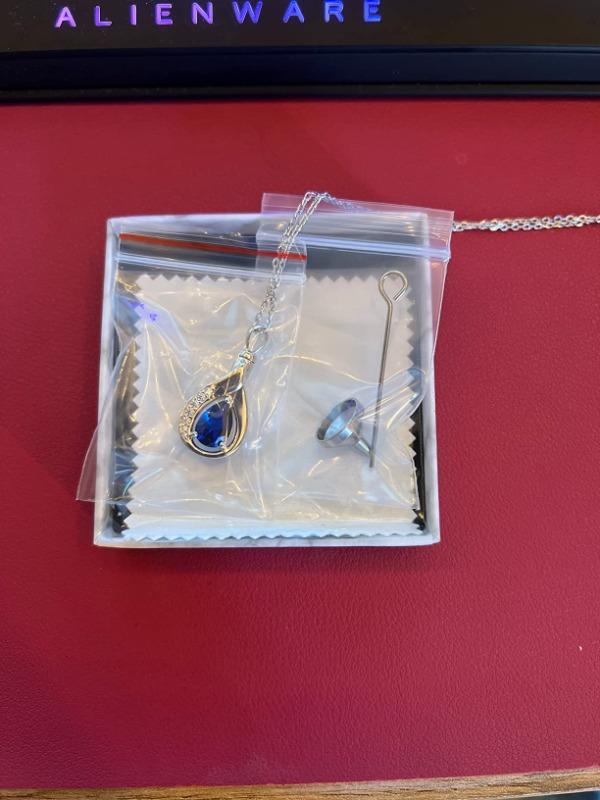Teardrop Urn Necklace for Ashes Sterling Silver Crystal Cremation Memorial Keepake Funeral Necklace for Women - Customer Photo From Cindy Trombley