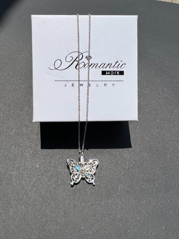 Butterfly Urn Necklace for Ashes for Women 925 Sterling Silver Celtic Knot Irish Necklace Cremation Jewelry for Ashes - Customer Photo From Denise Cashin