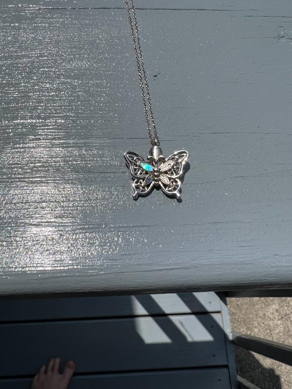 Butterfly Urn Necklace for Ashes for Women 925 Sterling Silver Celtic Knot Irish Necklace Cremation Jewelry for Ashes - Customer Photo From Denise Cashin