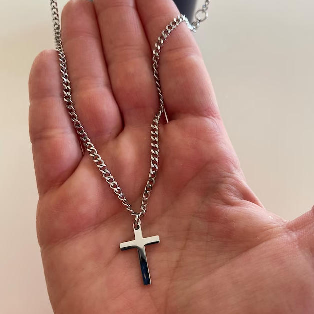 Cross Necklace 3mm Cuban Chain Necklace for Man Minimalist Sterling Silver Cross Pendant Stainless Steel Necklace Gifts for Him - Customer Photo From Tom Wilkerson