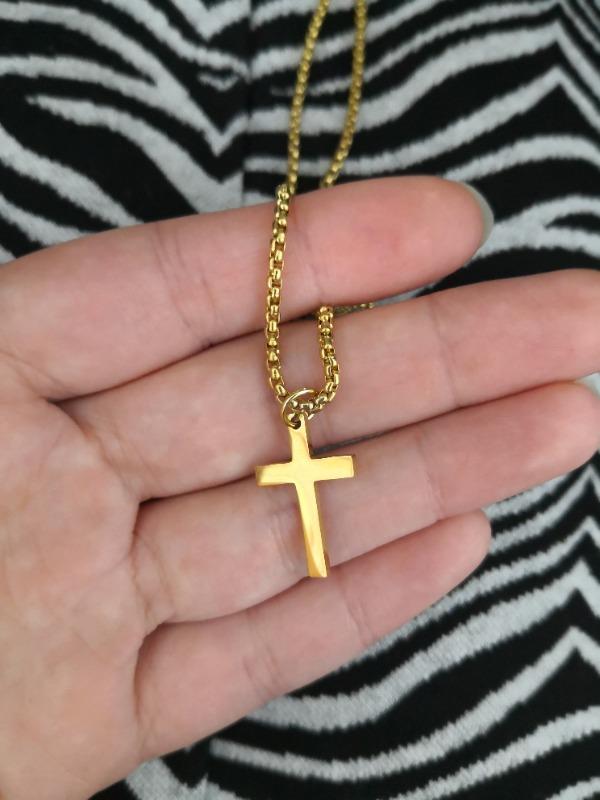 Cross Necklace for Men Mens Necklace Small Silver Cross Pendant Gift for Men Brother - Customer Photo From anon