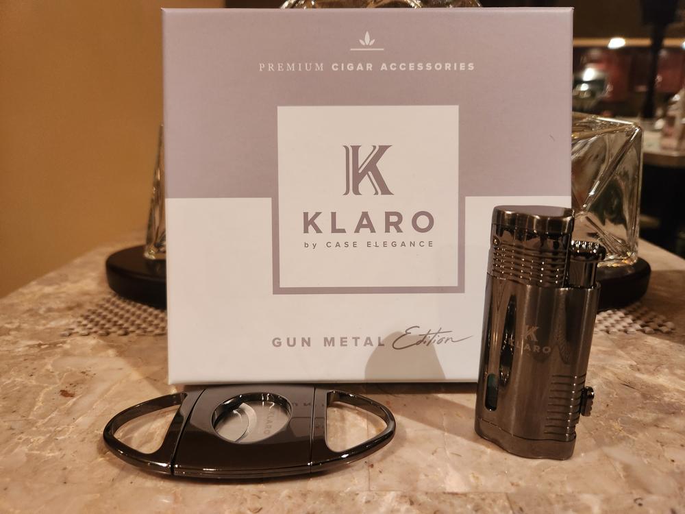 Cigar Accessory Kit Polished Gunmetal Finish Cutter & Torch Lighter - Customer Photo From David