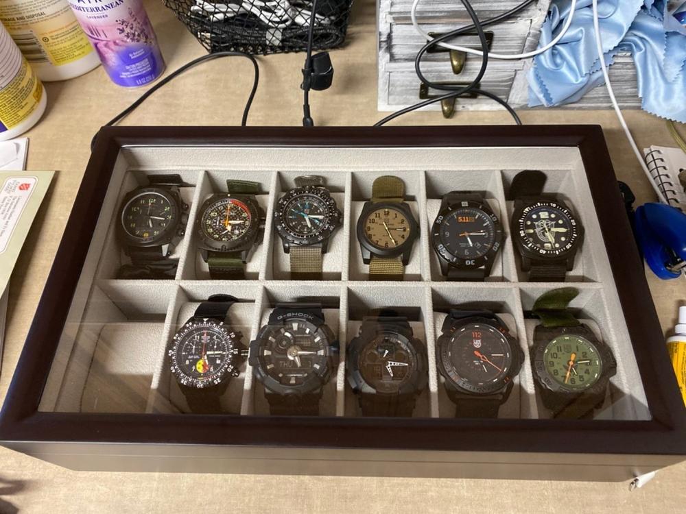 Solid Wood Watch Box - 12 Slot - Customer Photo From Eric Schiro