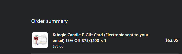 Kringle Candle E-Gift Card (Electronic sent to your email) - Customer Photo From Victoria M.