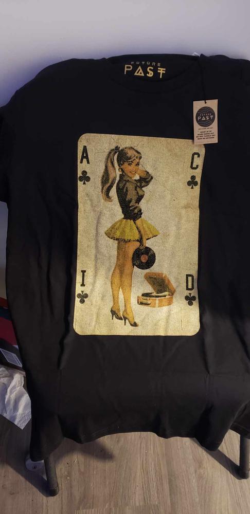 Acid House Pinup Rave Girl T-Shirt / Black - Customer Photo From daVId attic
