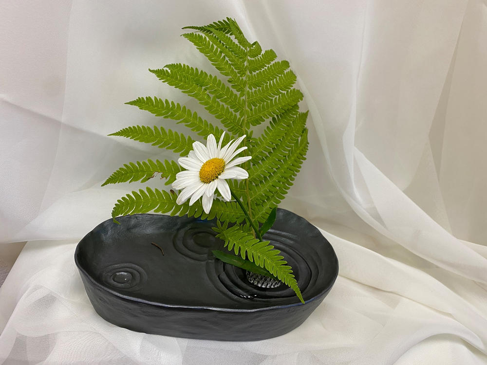 Gingado Charcoal Gray Elliptical Takaoka Copperware Ikebana Flower Vase - Customer Photo From Anonymous