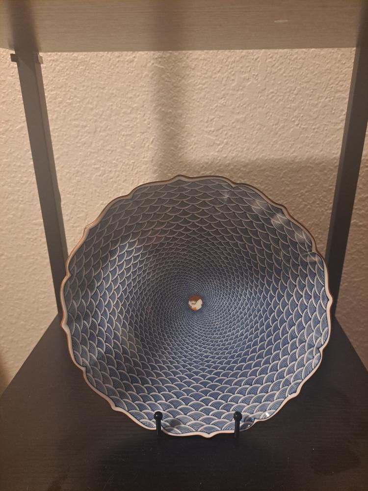 Midou Kiln Seigaiha Blue Wave Hasami Japanese Plate 9.4in - Customer Photo From Anonymous