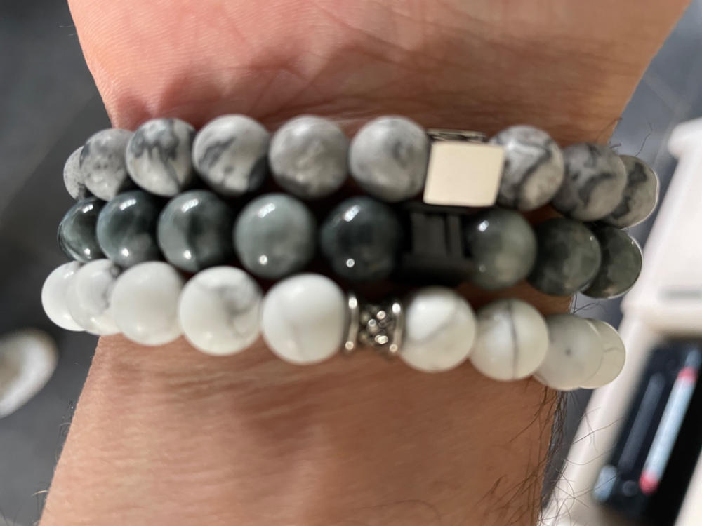 Bracelet with 8mm Matte Jasper stone - Customer Photo From Anonymous