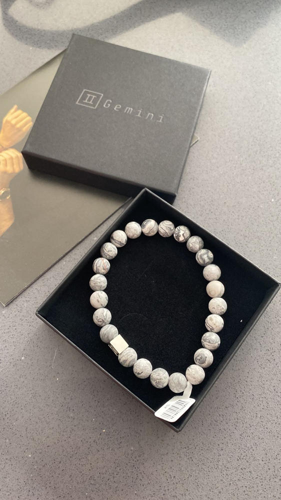 Bracelet with 8mm Matte Jasper stone - Customer Photo From Anonymous