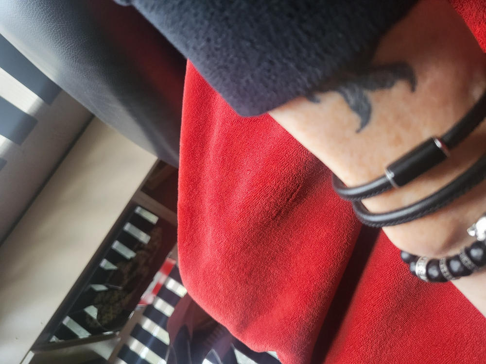 4mm Nappa leather bracelet with custom Onyx stone - Customer Photo From Anonymous