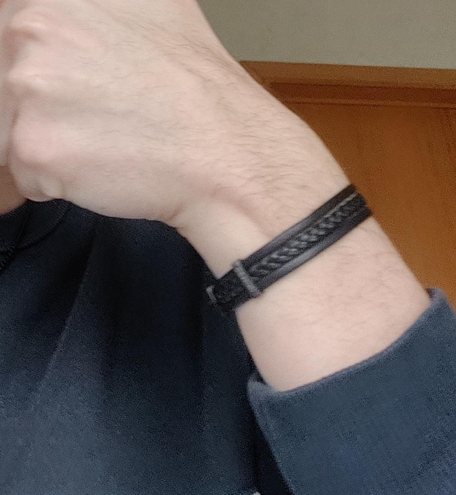 Triple black Italian nappa leather bracelet with black finish - Customer Photo From Anonymous