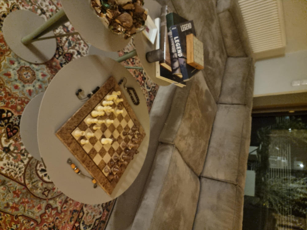 WALNUT BURL Chess set 40x40cm (Medium) with Staunton Chessmen 7,7cm King - Customer Photo From Emmie Grammenou