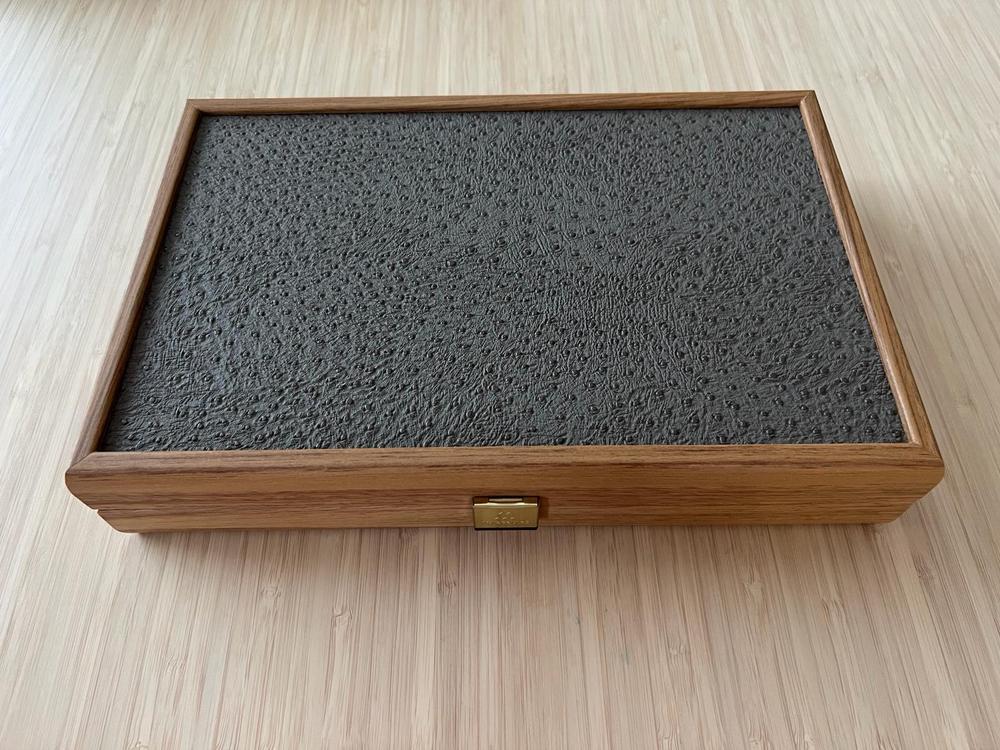 GREY BEIGE OSTRICH TOTE Backgammon (Travel size) - Customer Photo From Cristian Neicu
