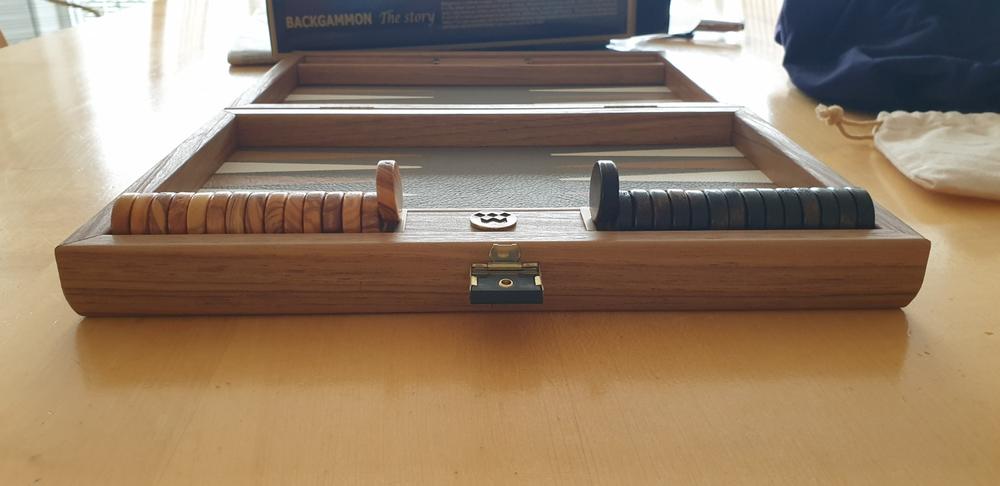 GREY BEIGE OSTRICH TOTE Backgammon (Travel size) - Customer Photo From Siegmund Schäffler