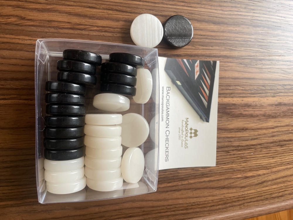 Handcrafted Premium Mother of Pearl Acrylic Checkers in Black and Ivory - Customer Photo From Krzysztof Budzinski