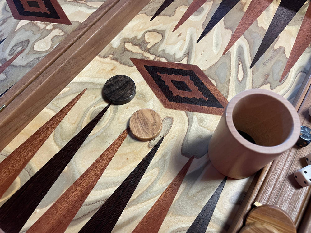 Premium Handcrafted Olive Burl Backgammon Set with Olive Wood Checkers - Customer Photo From PAT HARRIGAN