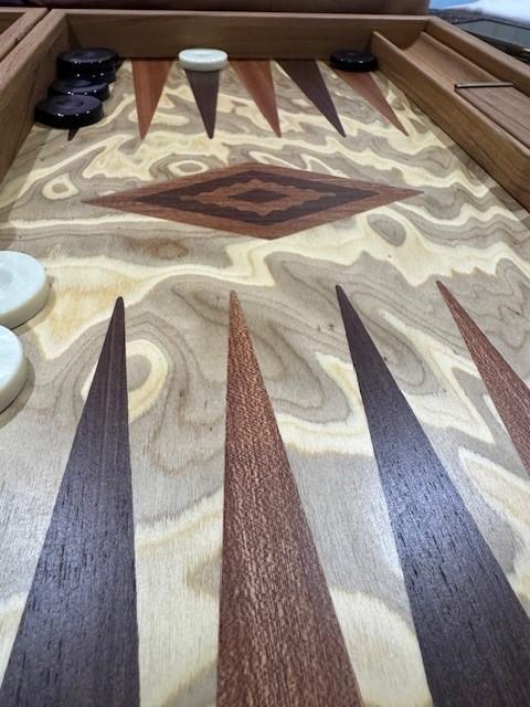 Premium Handcrafted Olive Burl Backgammon Set with Olive Wood Checkers - Customer Photo From James