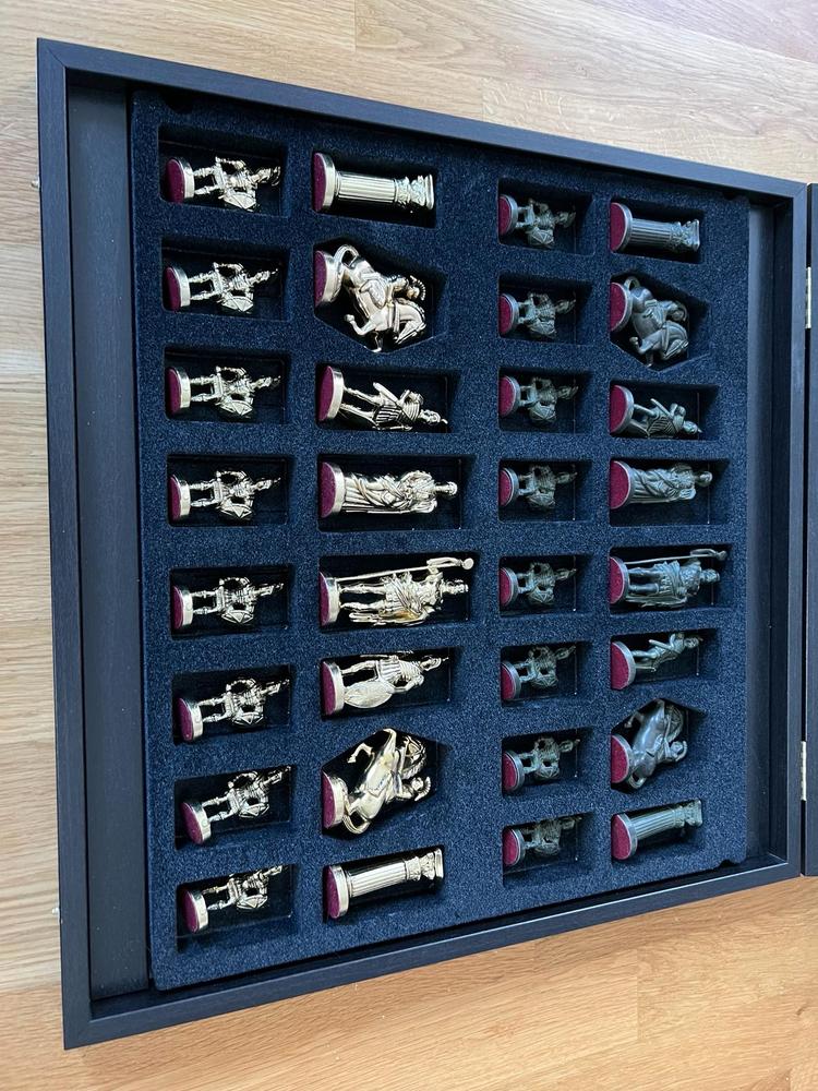 GREEK ROMAN PERIOD CHESS SET with gold/green chessmen and bronze chessboard 44 x 44cm (Large) - Customer Photo From Cristian Neicu