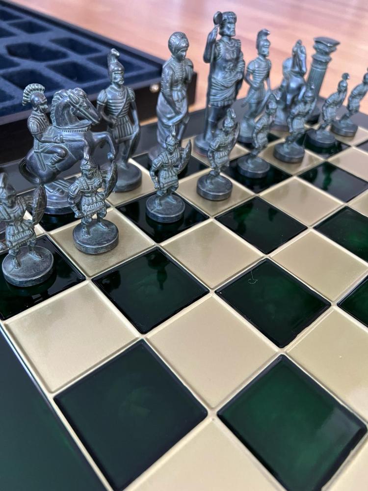 GREEK ROMAN PERIOD CHESS SET with gold/green chessmen and bronze chessboard 44 x 44cm (Large) - Customer Photo From Cristian Neicu
