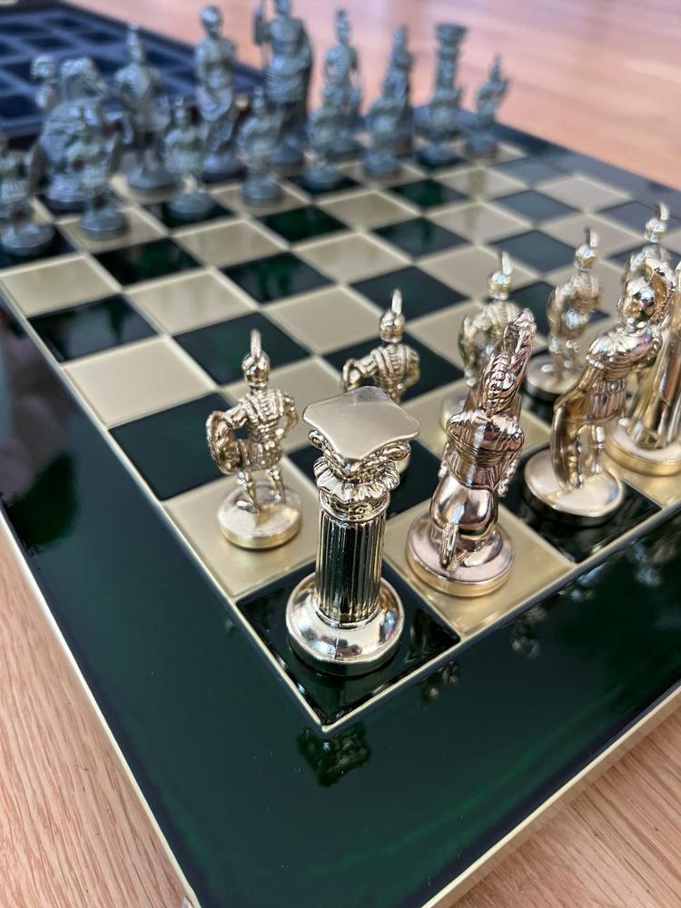 GREEK ROMAN PERIOD CHESS SET with gold/green chessmen and bronze chessboard 44 x 44cm (Large) - Customer Photo From Cristian Neicu