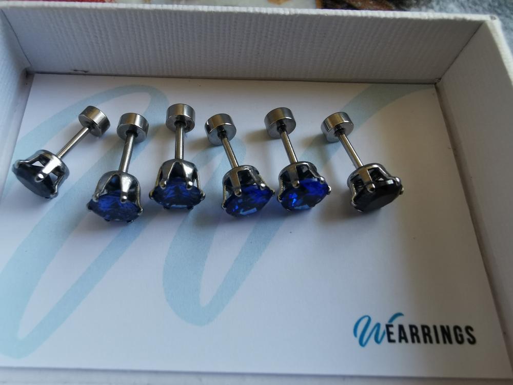 6 mm zafírkék kristály ezüst színű fülbevaló - Customer Photo From Anonymous