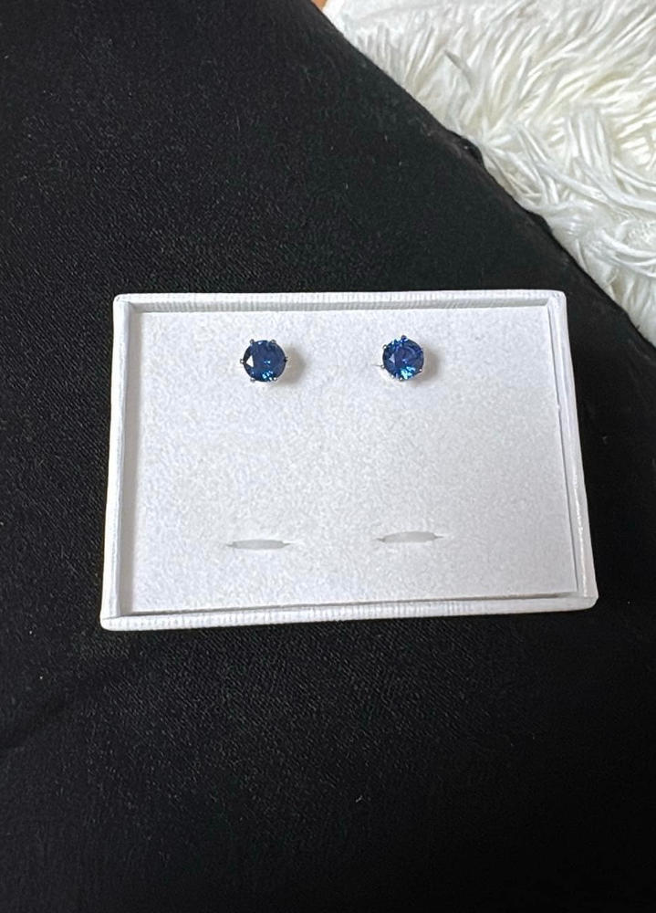 6 mm zafírkék kristály ezüst színű fülbevaló - Customer Photo From Krisztina Varga