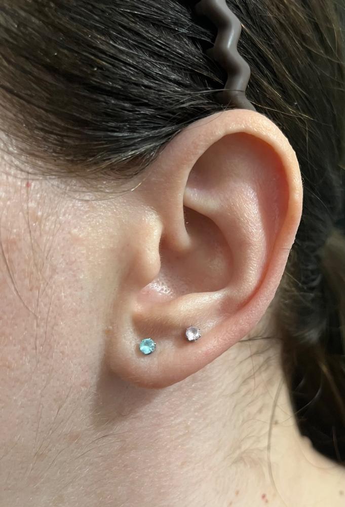 3 mm rózsaszín kristály ezüst színű fülbevaló - Customer Photo From Anonymous