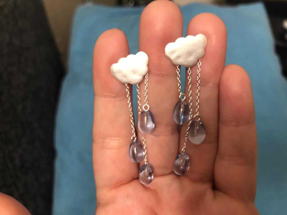 Gemstone Raindrop Cloud Earrings (Various Gems) - Customer Photo From I***i