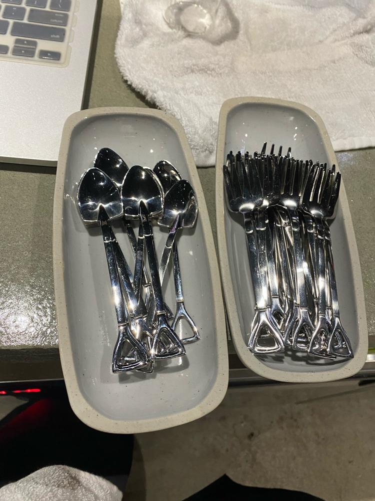 Pitchfork and Shovel Shaped Dessert Cutlery (Various Colors) - Customer Photo From 1***r