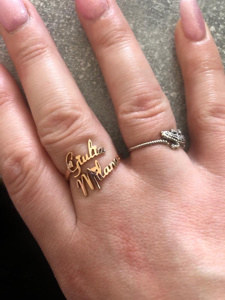 Personalized Custom Made Double Names Ring (Various Colors) - Customer Photo From W***e
