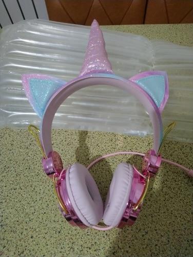 Glittery Unicorn Headphones (Optional LED Light) - Customer Photo From T***a