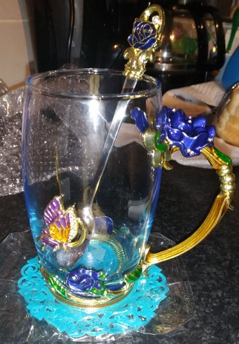 Handmade Enamel Butterfly Rose Cup (Various Designs) - Customer Photo From N***p