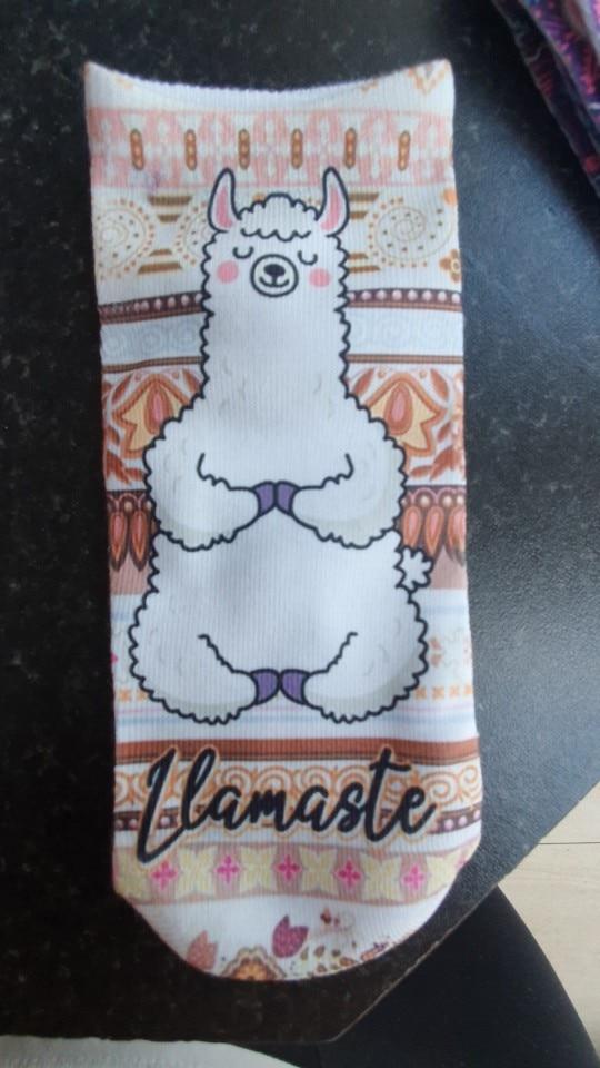 Funny Inspirational Quote Llama Alpaca Ankle Socks (Various Designs) - Customer Photo From T***y