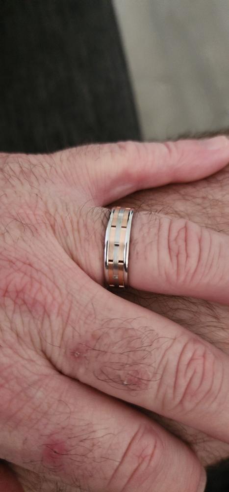 The Jamison Rose and White Gold Edged Wedding Ring by Inifinity - Customer Photo From Anonymous