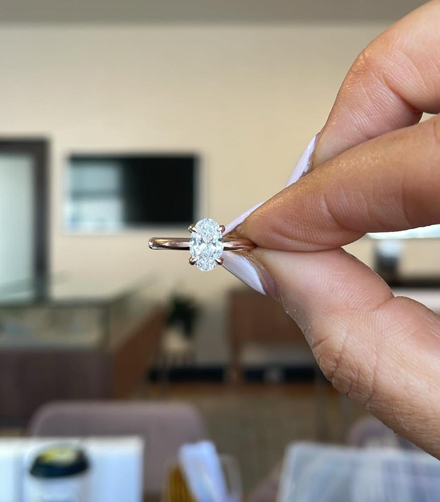 Lara Oval Diamond Engagement Ring Setting - Customer Photo From Keegan Taylor