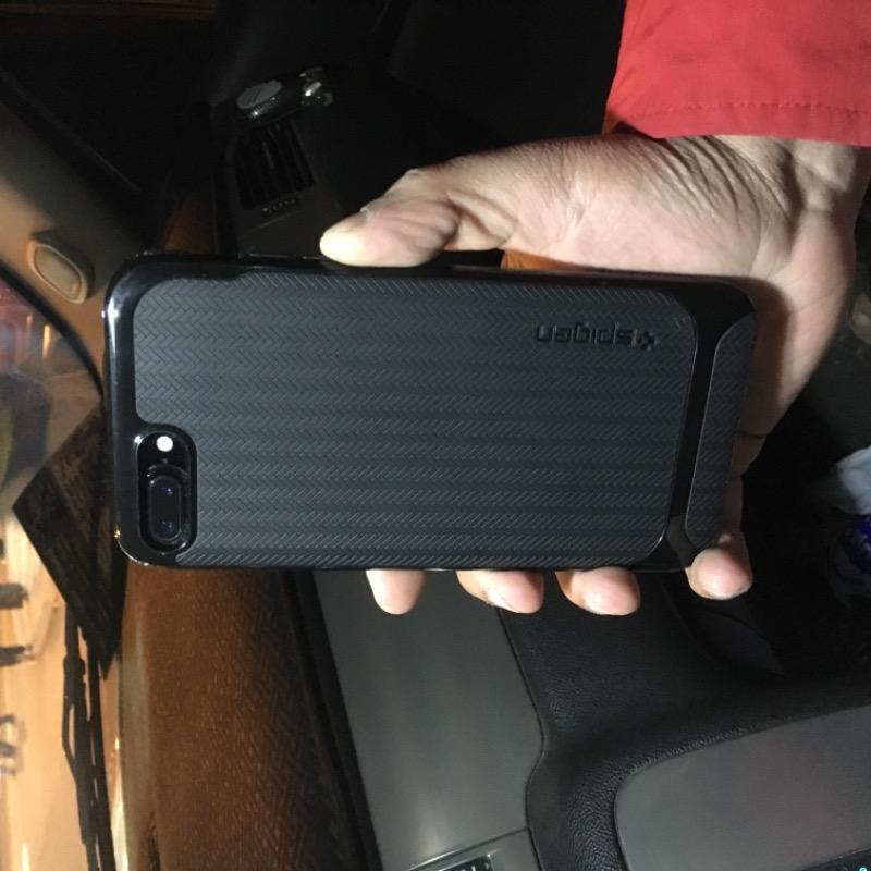 Apple iPhone 8 Plus / 7 Plus Original Spigen Case Neo Hybrid Herringbone - Shiny Black - Customer Photo From Anonymous